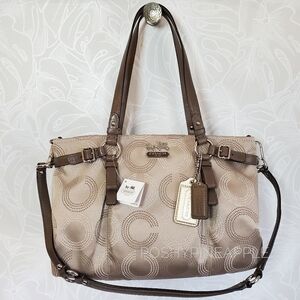 NEW Coach Madison Carryall Crossbody Bag In Khaki Mahogany Brown